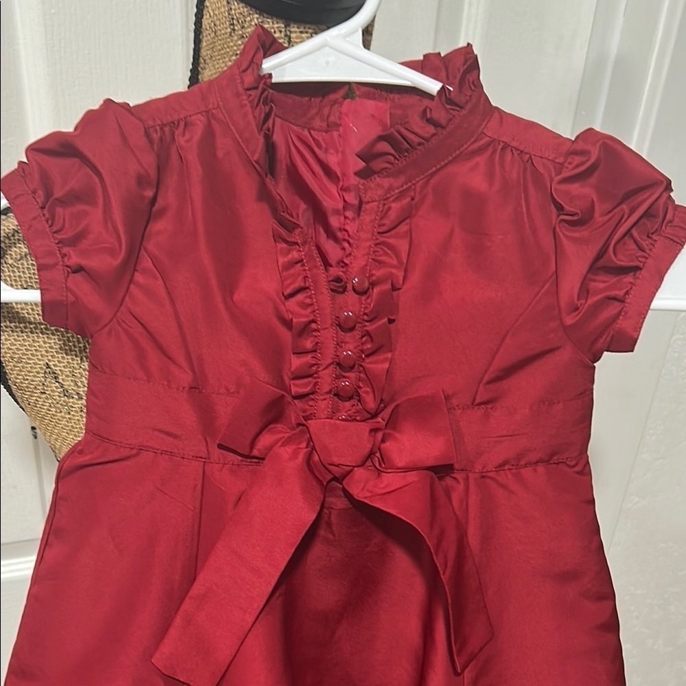 GAP Red Formal Kids Dress with Bow - Picture 3 of 5